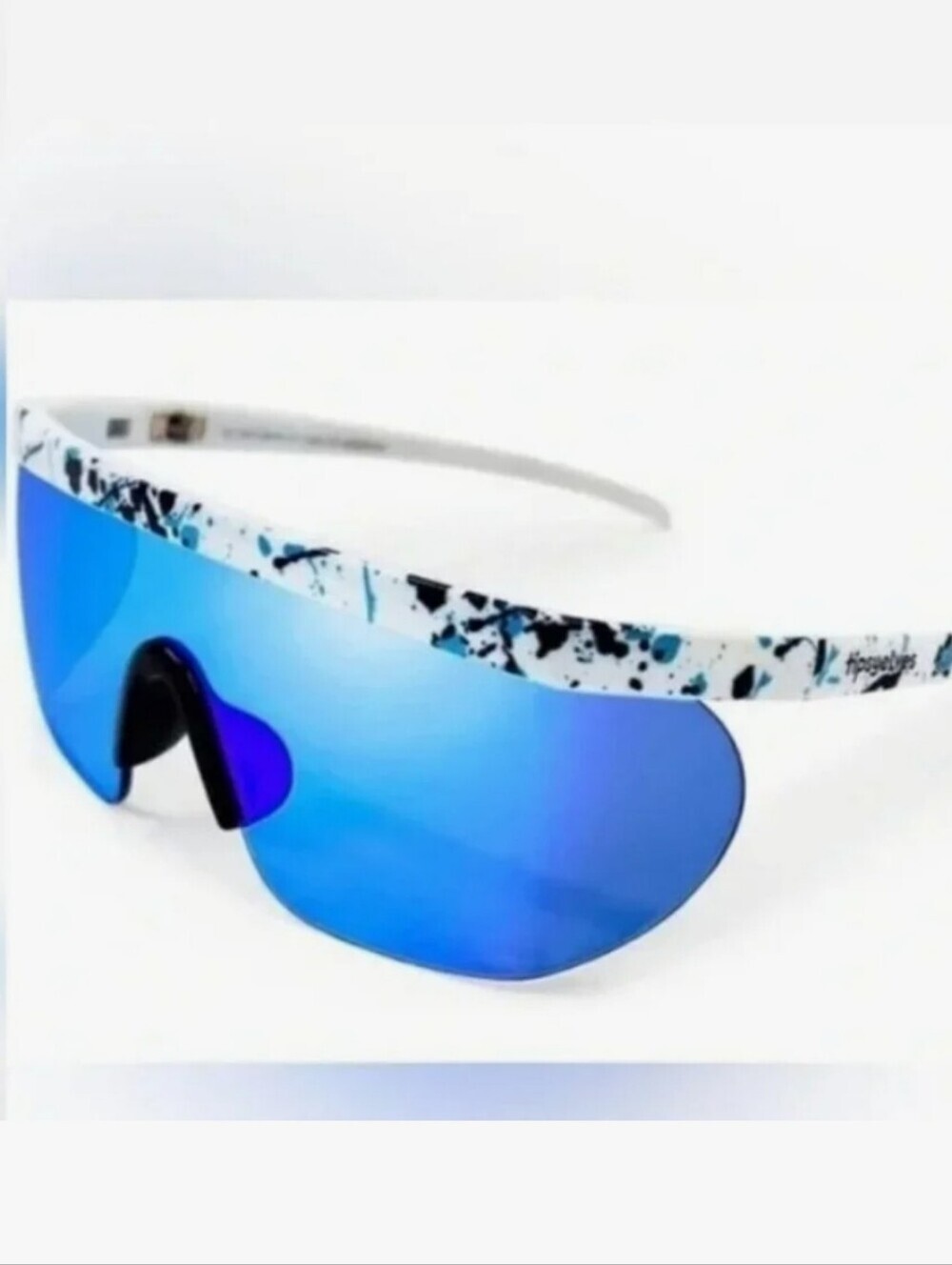 New!Tipsy Elves,Blue Blue Mirrored Bender Sunglasses,White Speckle Frame, Unisex